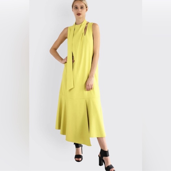 Tibi yellow asymmetrical chalky dress women’s size 8 - Picture 1 of 9